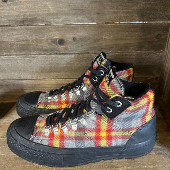 Mens Converse Woolrich Plaid Wool Flannel‎ Lug Sole Shoes Sneakers Size 9 M GUC - Picture 2 of 8